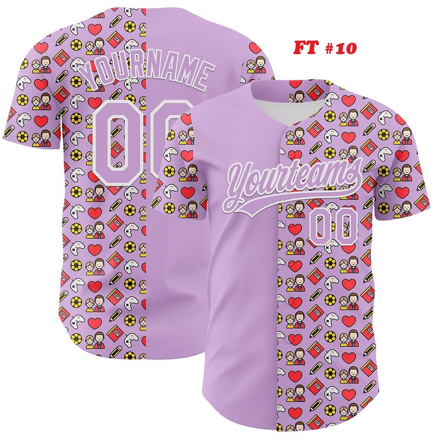 Authentic Baseball Jersey, Custom Baseball Jersey, Personalized Sport Jersey, Colorful, Flowers, Number, Logo, Love, Dad, Father product image (185)