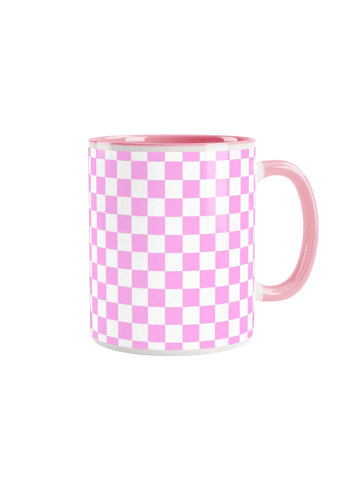 Checkered! Pastel Pink and White Checkers Mug product image (2)
