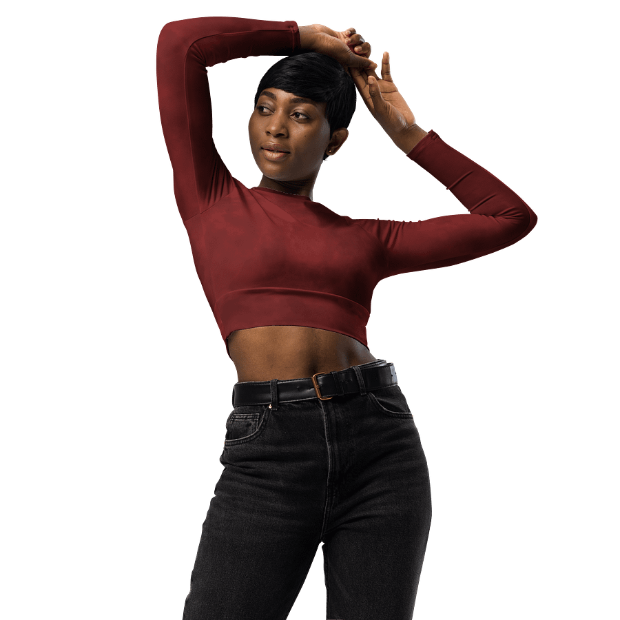 Marbled Elegance Long Sleeve Crop Top product image (3)