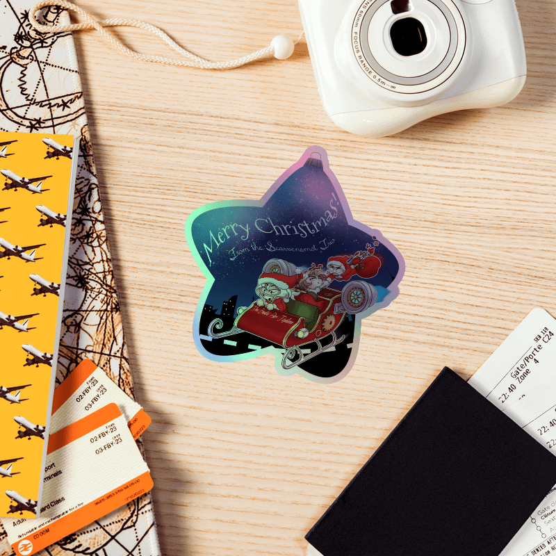 "Merry Christmas from the Scarvensmot Trio" Kiss-Cut Holographic Sticker product image (8)
