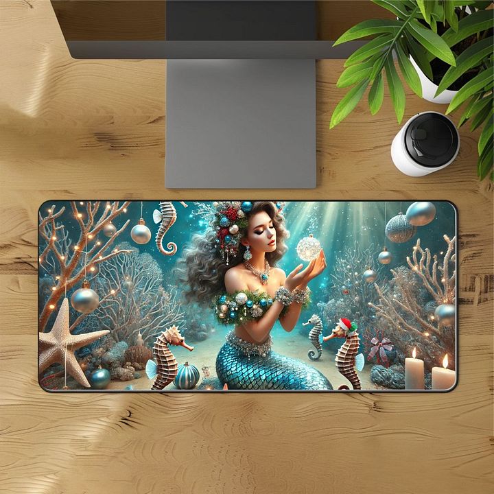 Holiday Mermaid Desk Mat - 12"x22" product image (1)