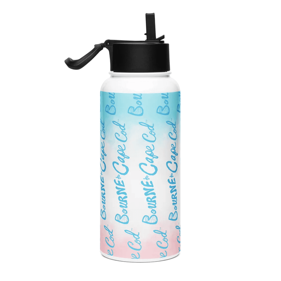 BOURNE to Cape Cod™ | Blue Logo Vertical Repeat | Stainless Steel Water Bottle | Iconic Pink, White & Blue product image (4)