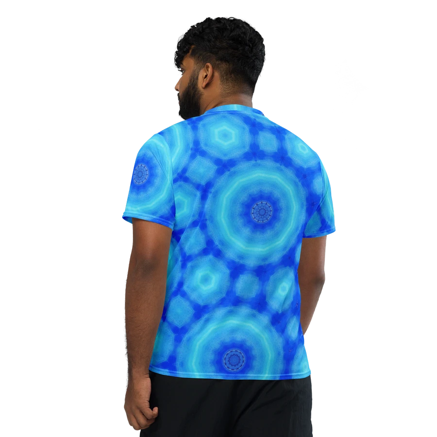 Abstract Circular Pattern in Blues Unisex V Neck Sports Jersey product image (9)