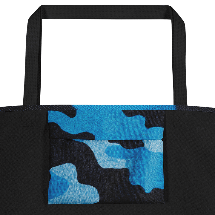 Large Tote Bag w/Pocket black and light blue camo product image (2)