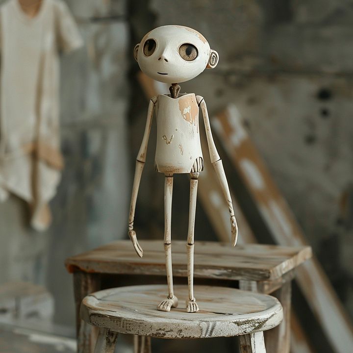 Big Eyes，Clever little wooden robot product image (1)