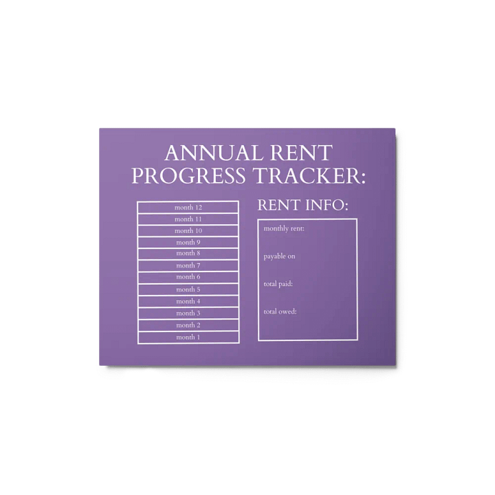 HIGHFALUTIN ANNUAL RENT TRACKER (white design 8) product image (1)