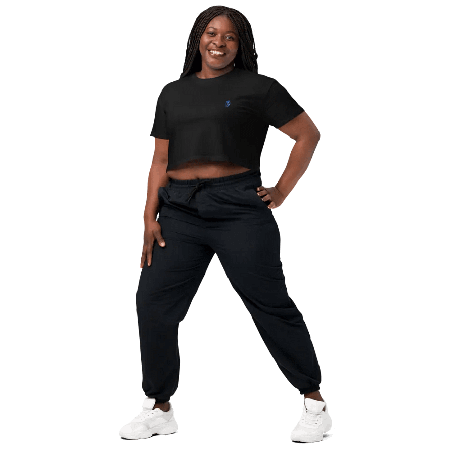 EXCLAIMING MENTALLY (L.C., electric) embroidered cotton crop top product image (5)