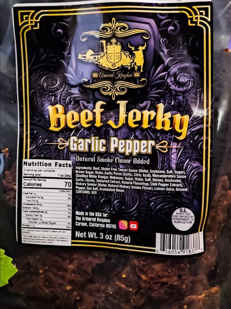 The Armored Kingdom Garlic Pepper Beef Jerky product image (4)