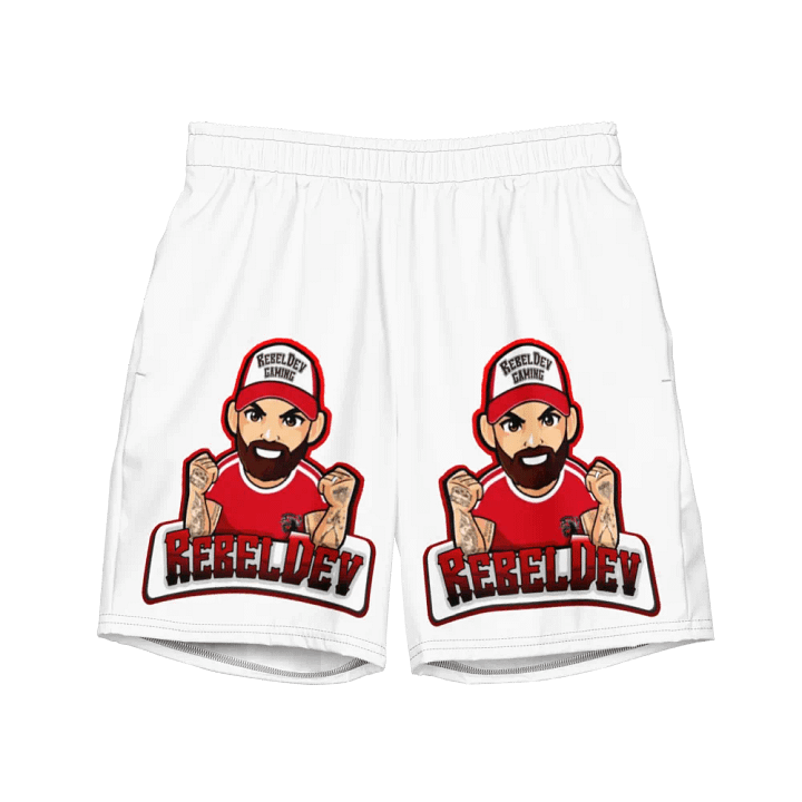 RebelDev white swim trunks product image (2)