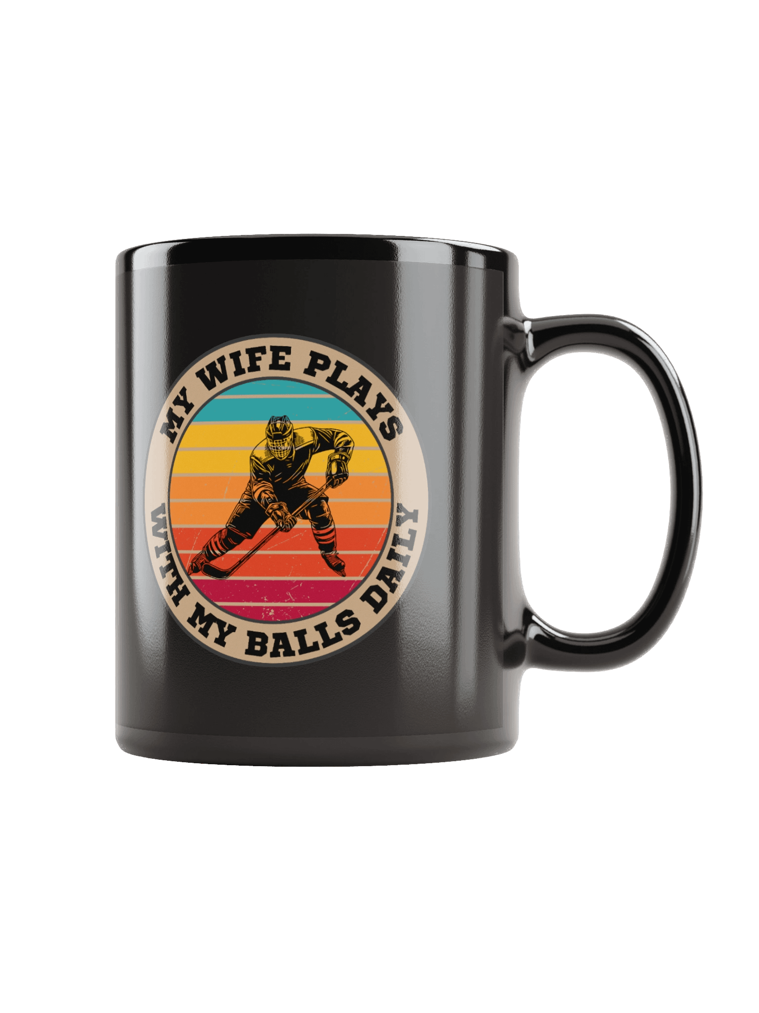 Hockey "My Wife Plays With My Balls Daily" Mug– Funny Sports Graphic Mug | Retro Humor Mug product image (2)