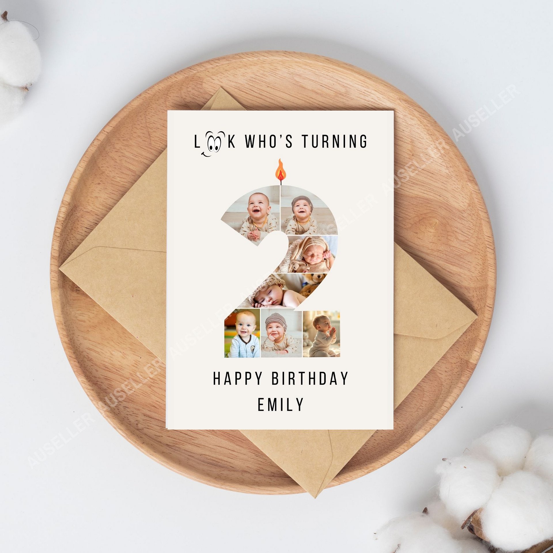 2nd Birthday Number Photo Card Canva Template product image (3)