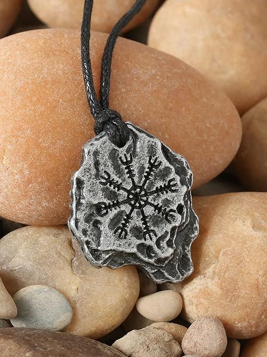 Aegishjalmur Stone Pendant | Norse Protection Amulet Necklace product image (2)