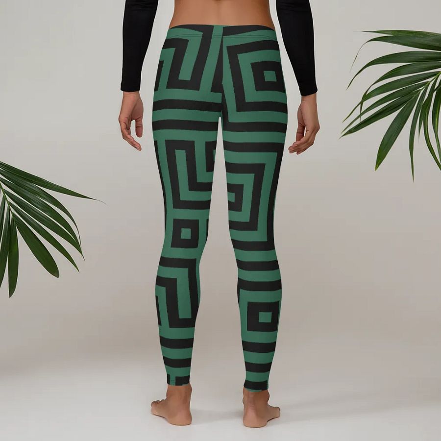 Symmetric Spirals Green Leggings product image (4)