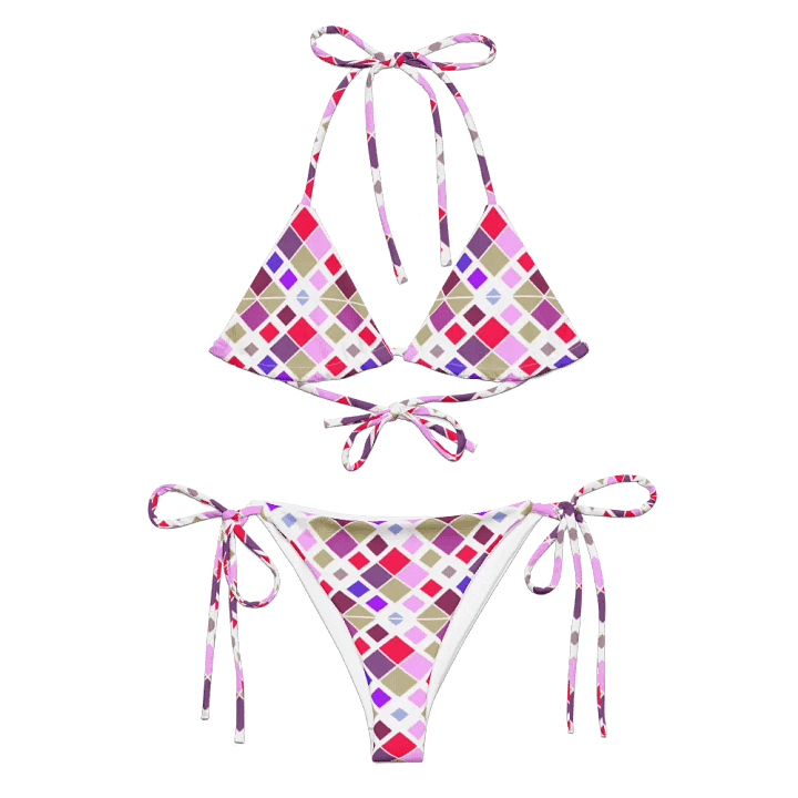 Colorful Square Pattern Design String Bikini - v3 product image (2)