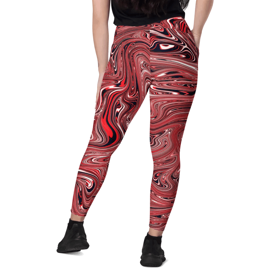Leggings with Pockets - Brown, Black and White Fluid Swirls product image (12)