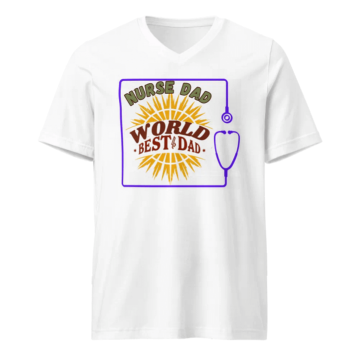 Sunburst Stethoscope, Nurse Dad World's Best V-Neck Tee product image (5)