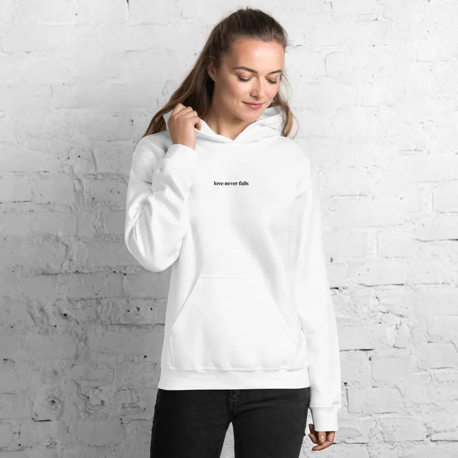 Minimalistic Unisex Love Never Fails Embroided Hoodie (Black Embroided) product image (204)
