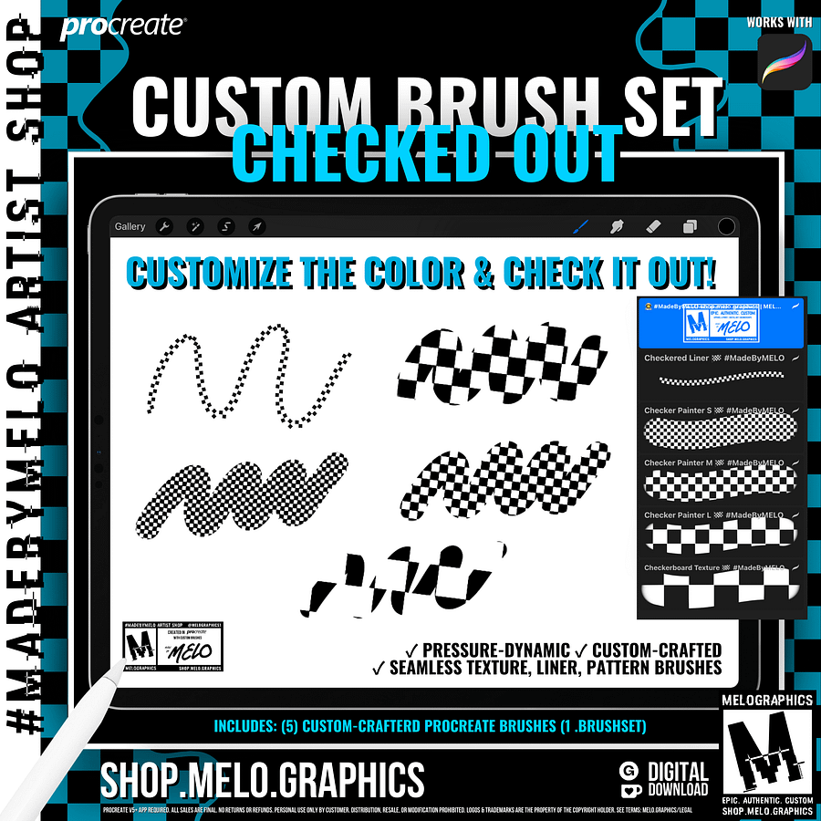 Checked Out 🏁 Procreate Brush Set | #MadeByMELO product image (1)
