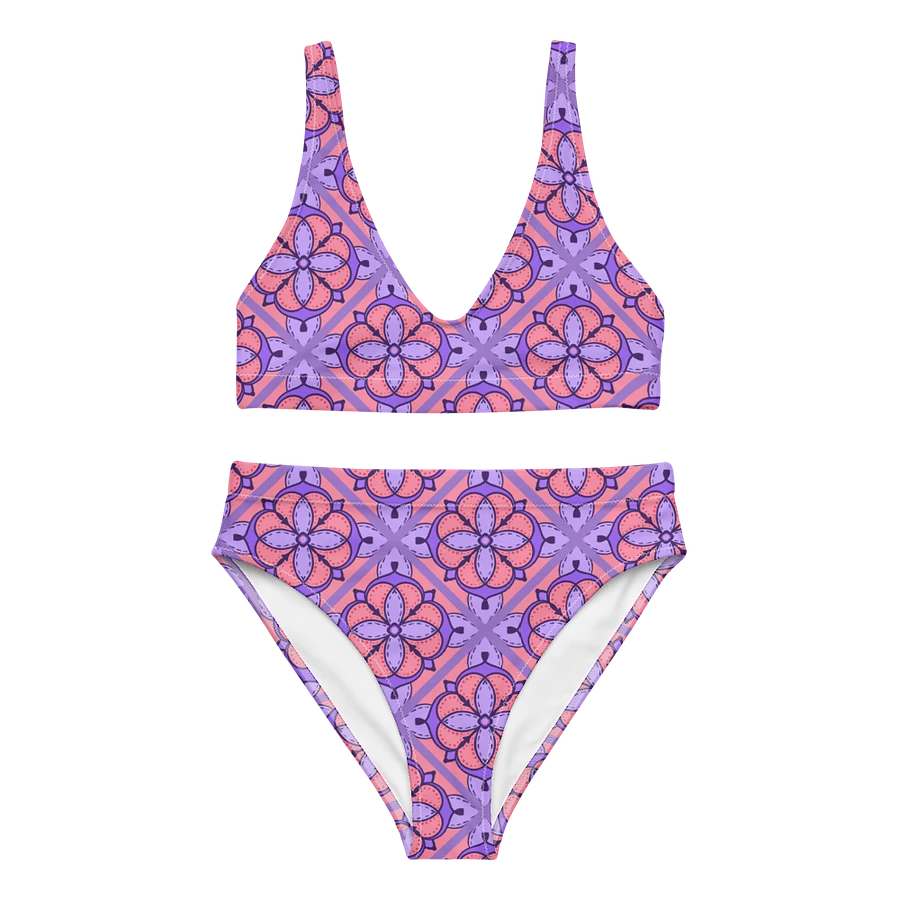 Peach and Lilac Symmetry Pattern High Waisted Bikini product image (2)