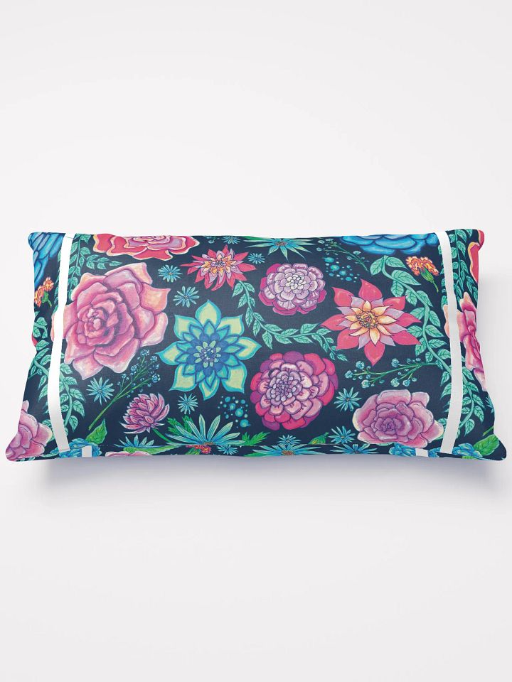 Monique Faella Designs™ | All-Over Print Pillow | Classic Comfort | Machine-Washable | Hidden Zipper | 100% Polyester | Bold Florals on Dark Blue product image (2)