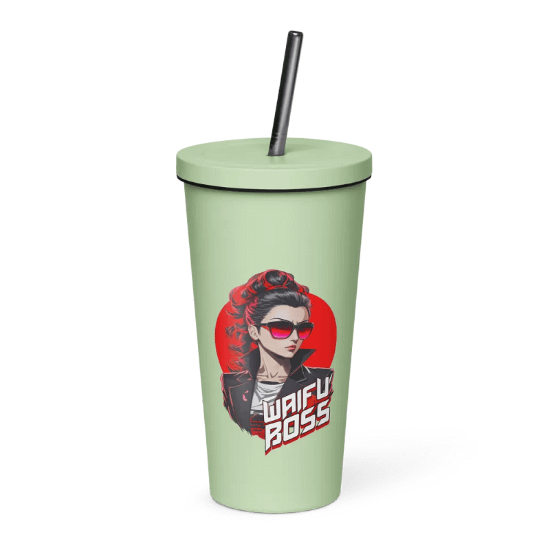Waifu Boss 20 oz Tumbler Cup - Mint - Insulated Tumbler with a Straw v2
