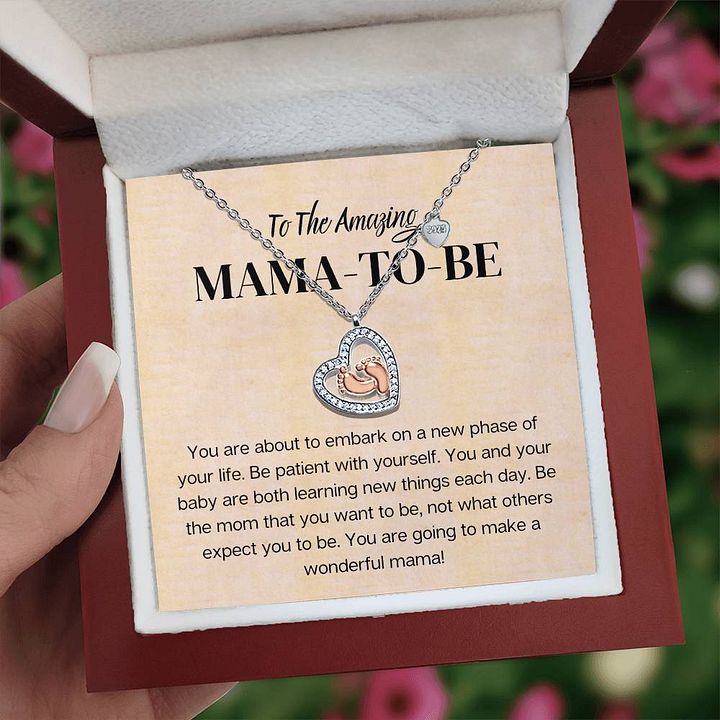 To The Amazing Mama-to-Be – Rose Gold Baby Feet Necklace product image (1)