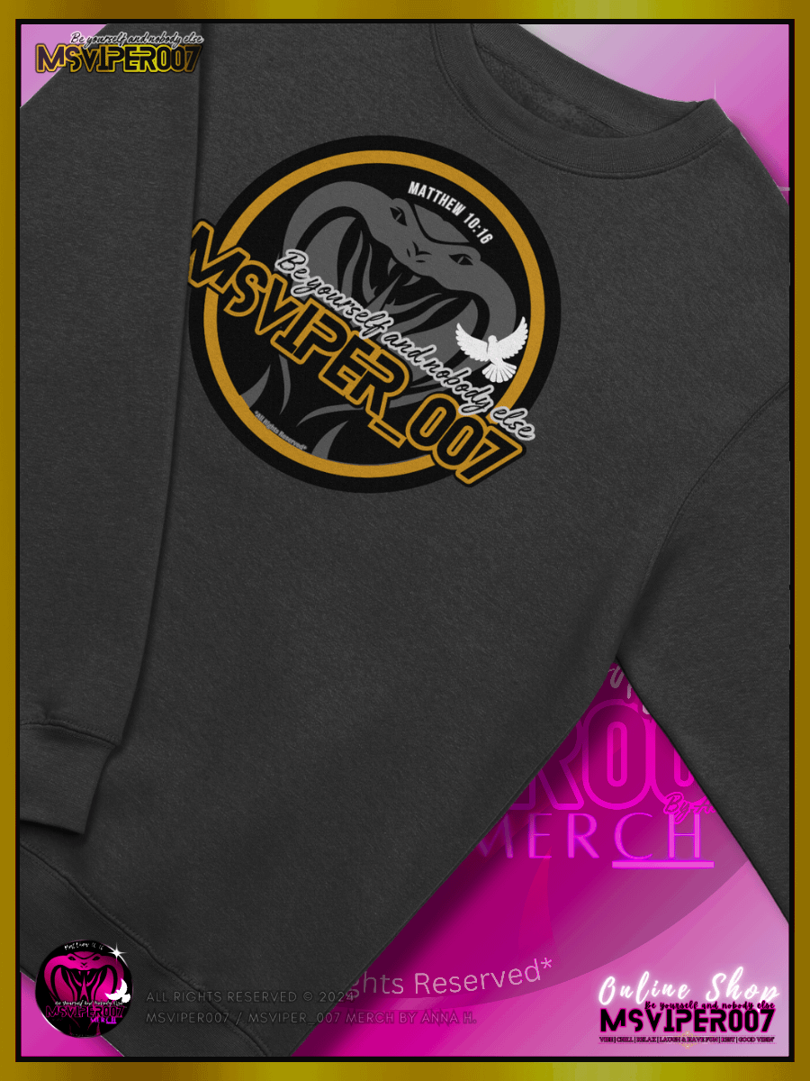 Sweatshirt - "MsViper_007™ Brand Classic" [gld-yllw/blk emblem] - Streetwear/Cozy Sweatshirt By Anna H. product image (3)