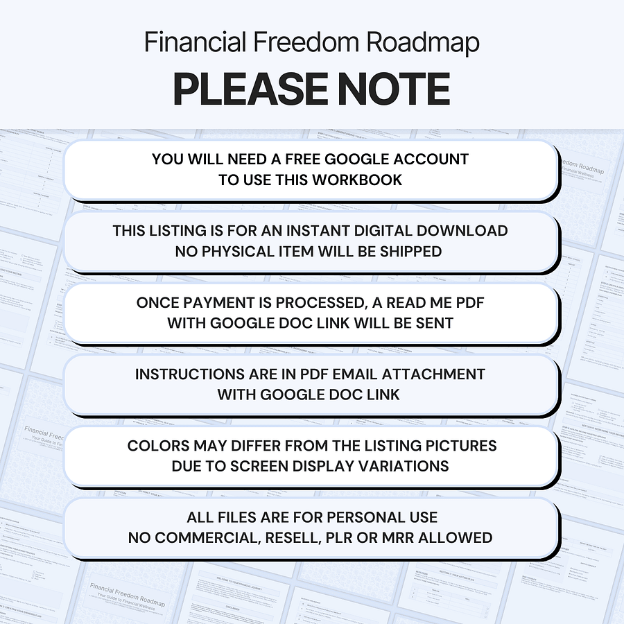 Financial Freedom Roadmap - Google Docs product image (9)