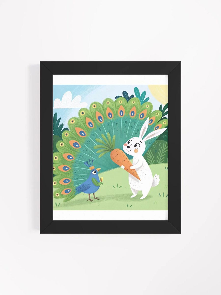 Whimsical Rabbit and Peacock Framed Poster product image (132)