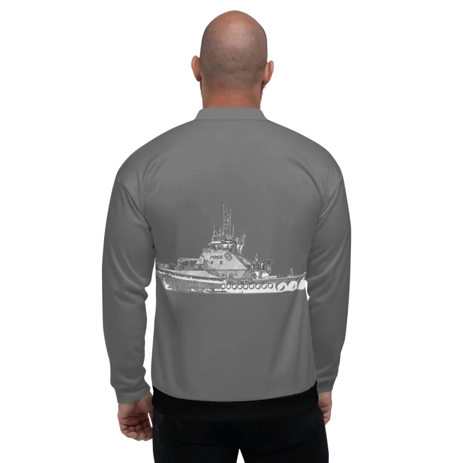 Foss Tugboat Sketch Gray Bomber Jacket product image (6)