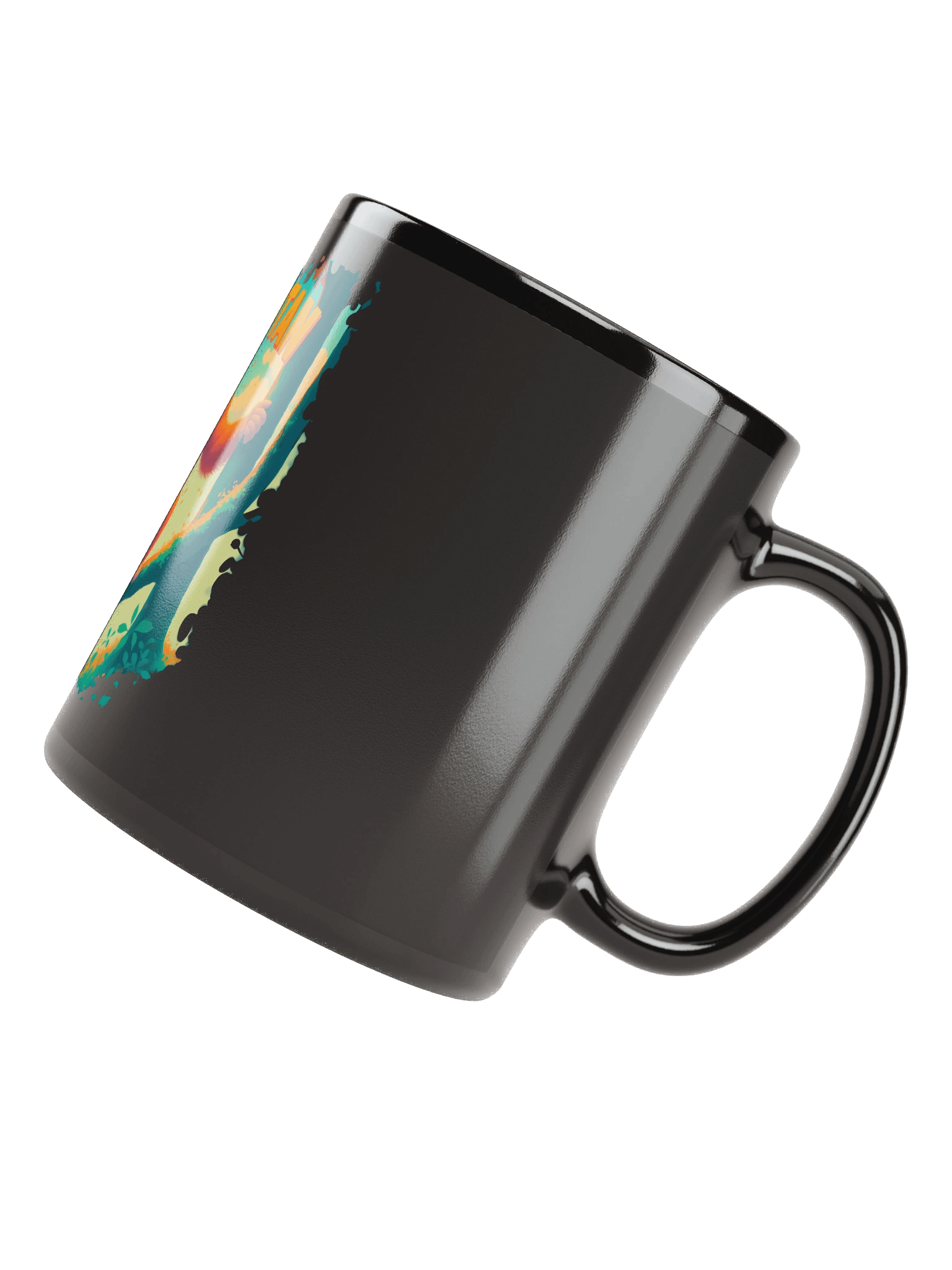 Cheerful Orangutan – Playful Jungle Black Glossy Mug product image (4)
