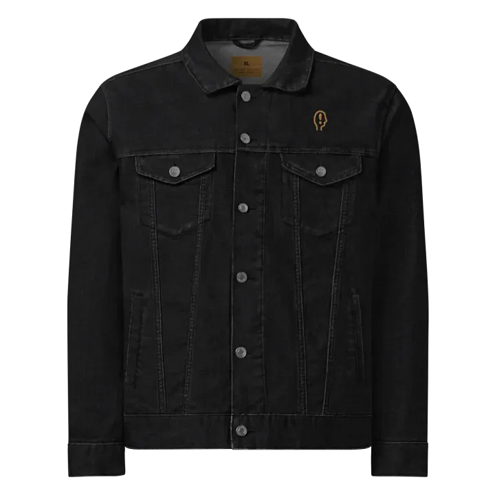 EXCLAIMING MENTALLY (brass) embroidered denim jacket product image (1)