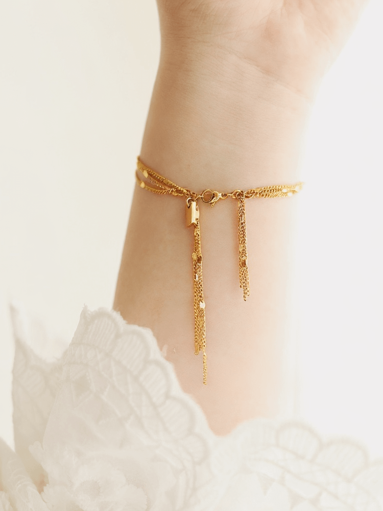 Sparkling Three-layer Tassel Fairy Bracelet | 18K Gold Plated product image (2)