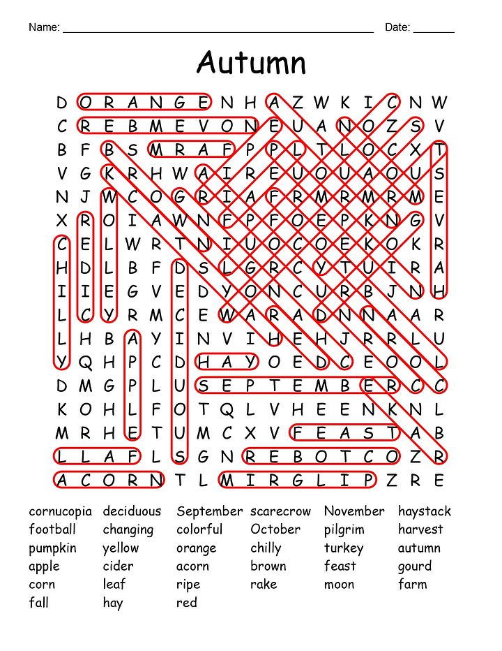 Autumn Word Search Puzzle product image (2)