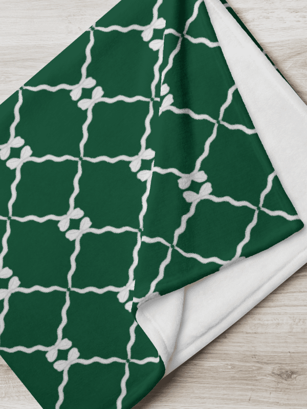 Bows and Ribbon in Green and White Throw Blanket product image (1)