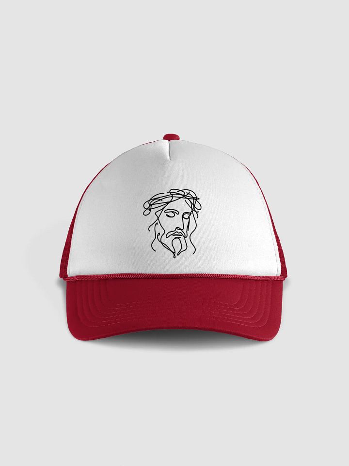 Jesus Black Line Art - Faith-Inspired Foam Trucker Hat product image (1)