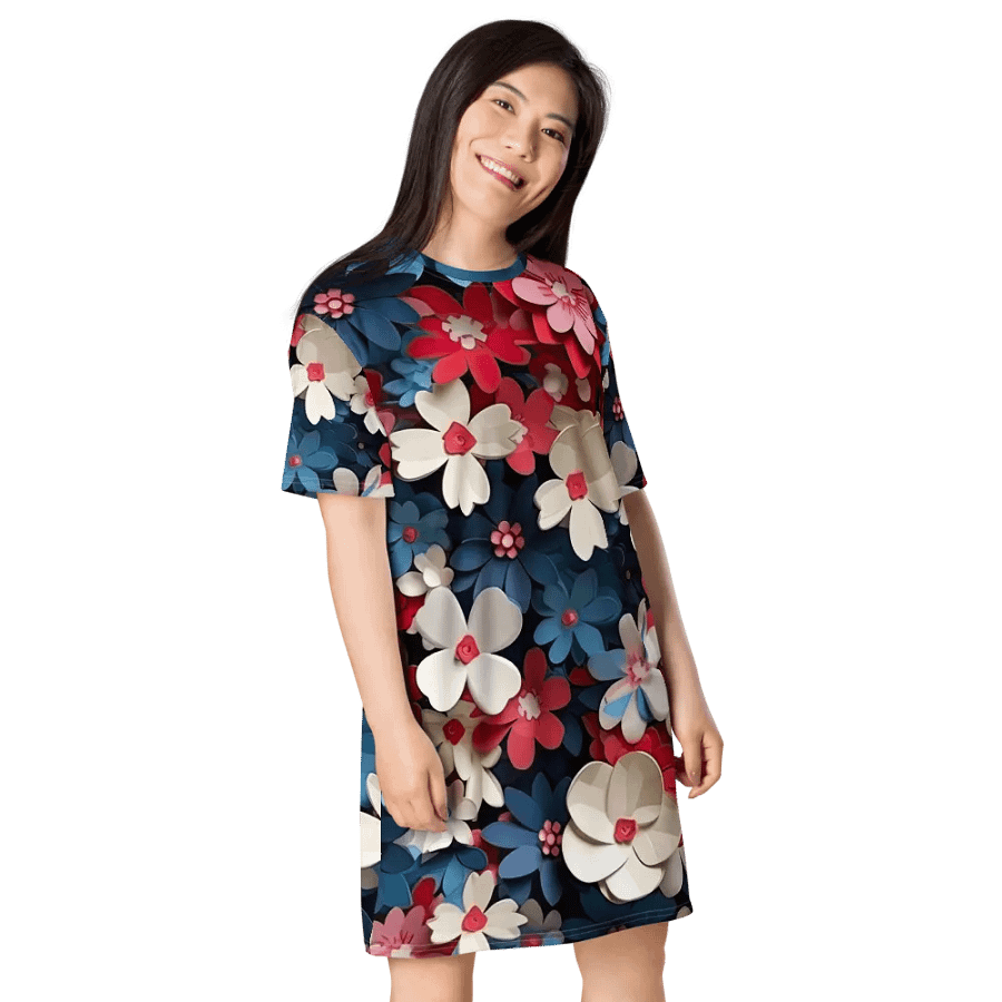 3D-Ditsy-Flowers-Seamless-Patterns T-shirt Dress - V11 product image (1)