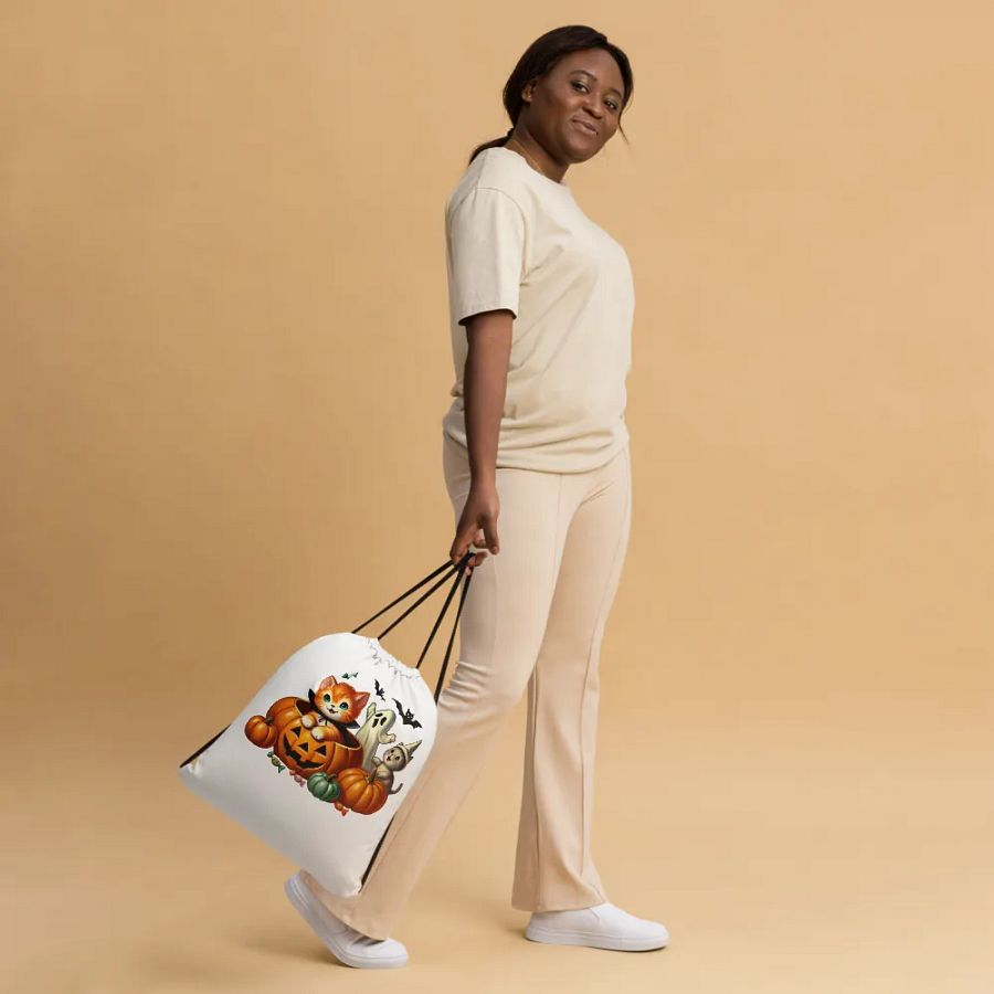 Kittens and Ghost Drawstring Bag product image (3)