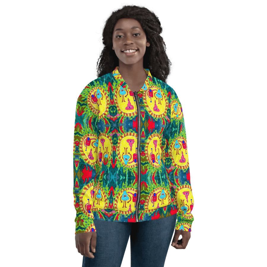 Abstract Doodle Folk Unisex Bomber Jacket product image (4)