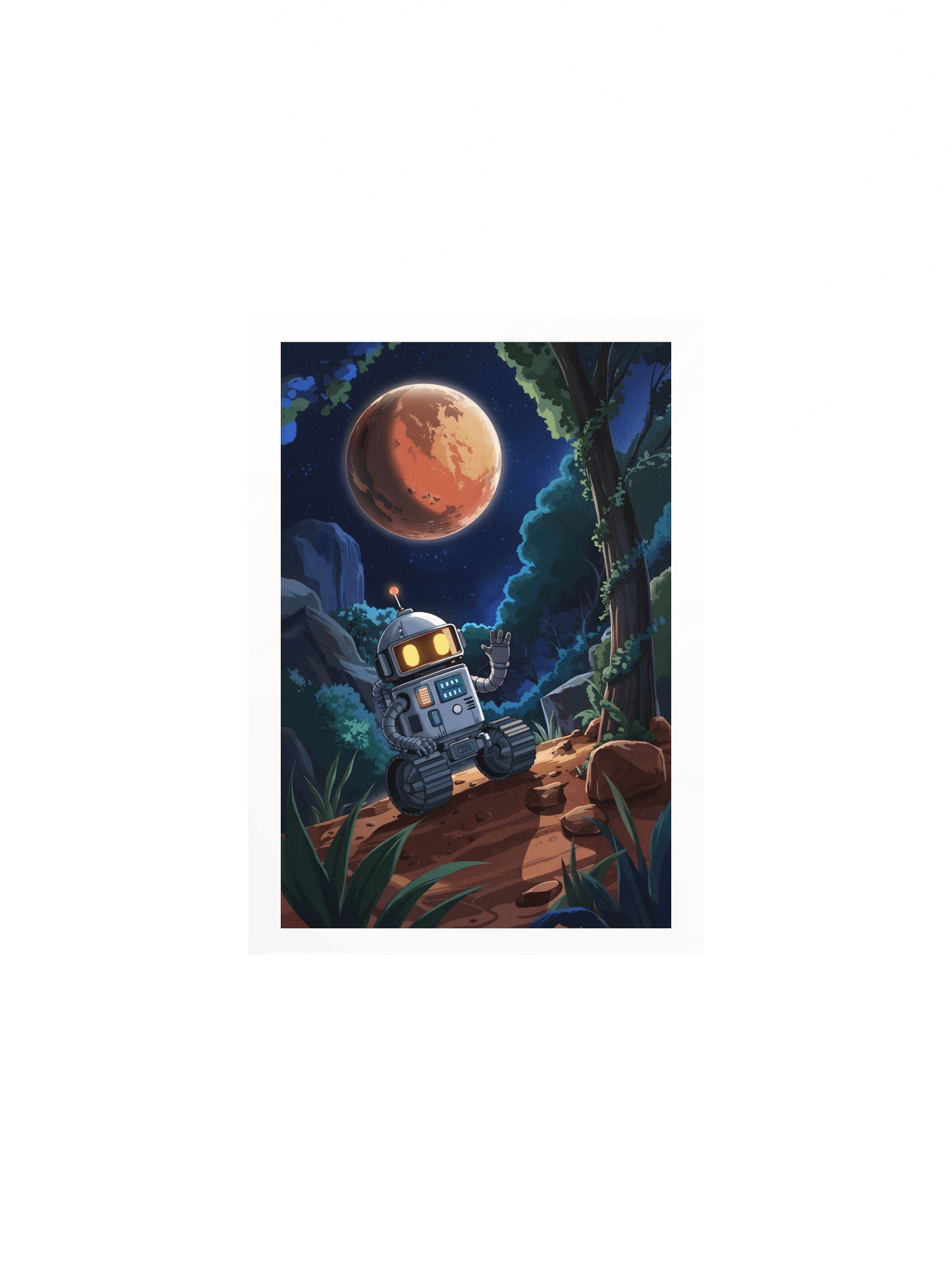 Cosmic Robot Wave Poster – Whimsical Sci-Fi Mars Wall Art product image (2)
