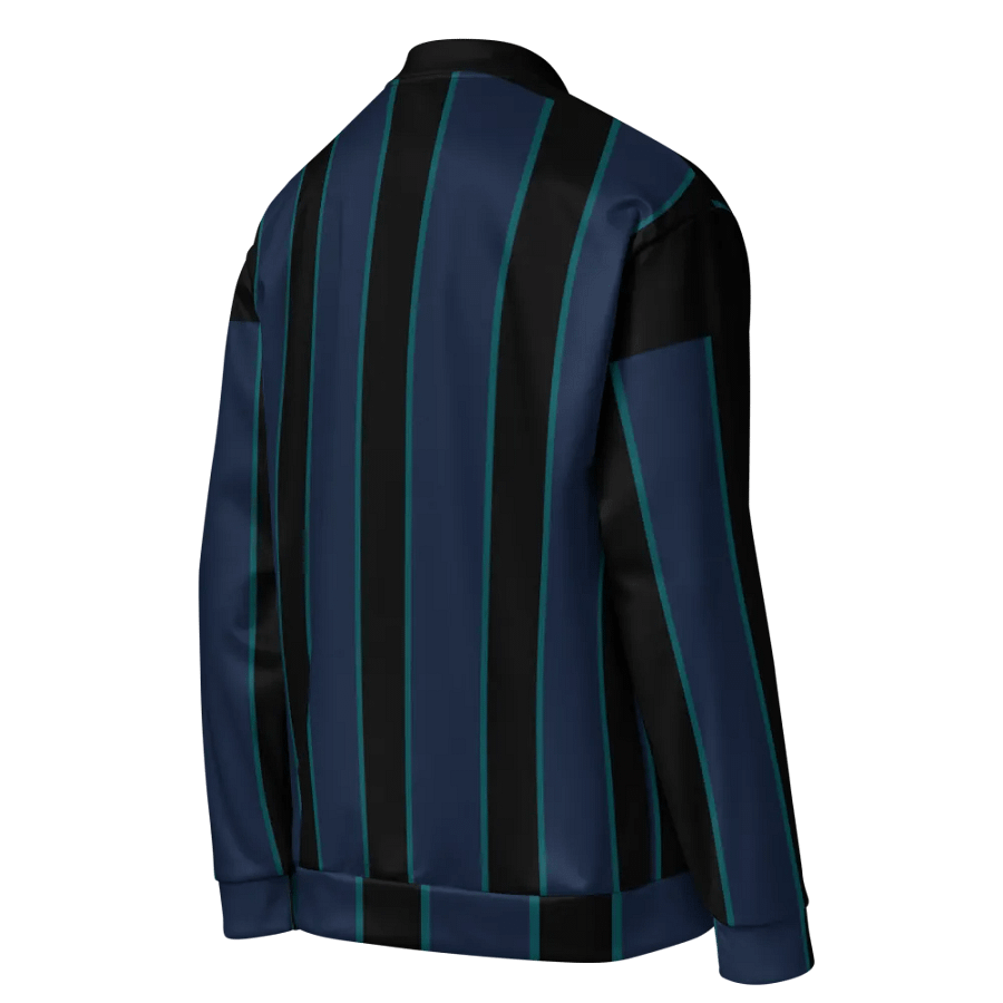 Turquoise Outlined Stripes Bomber Jacket product image (9)