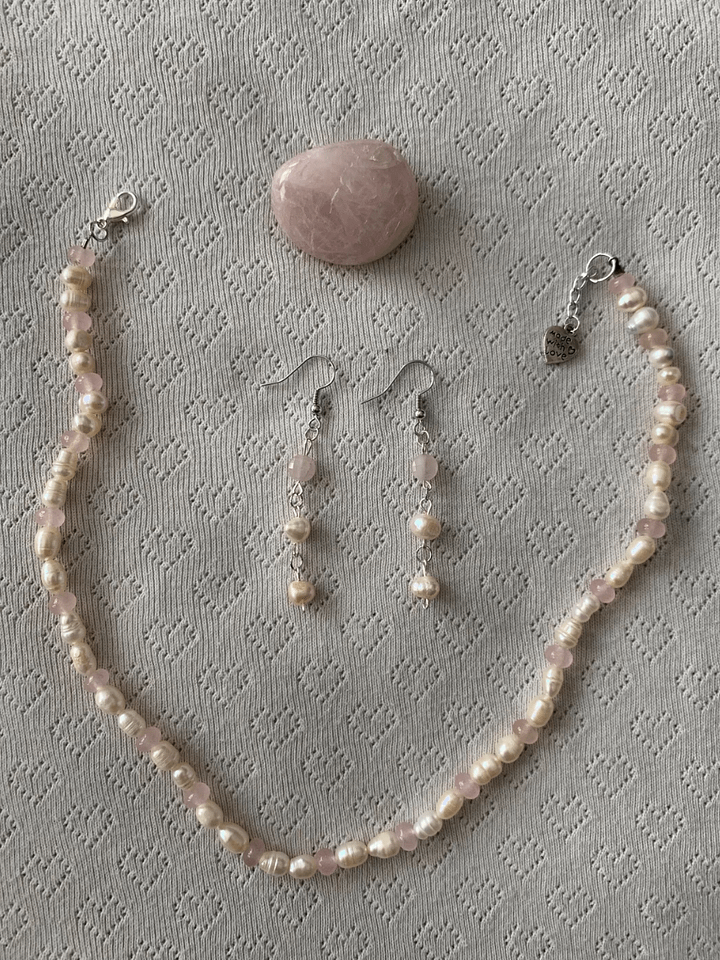 Rose Quartz Pearl Jewelry Set product image (1)