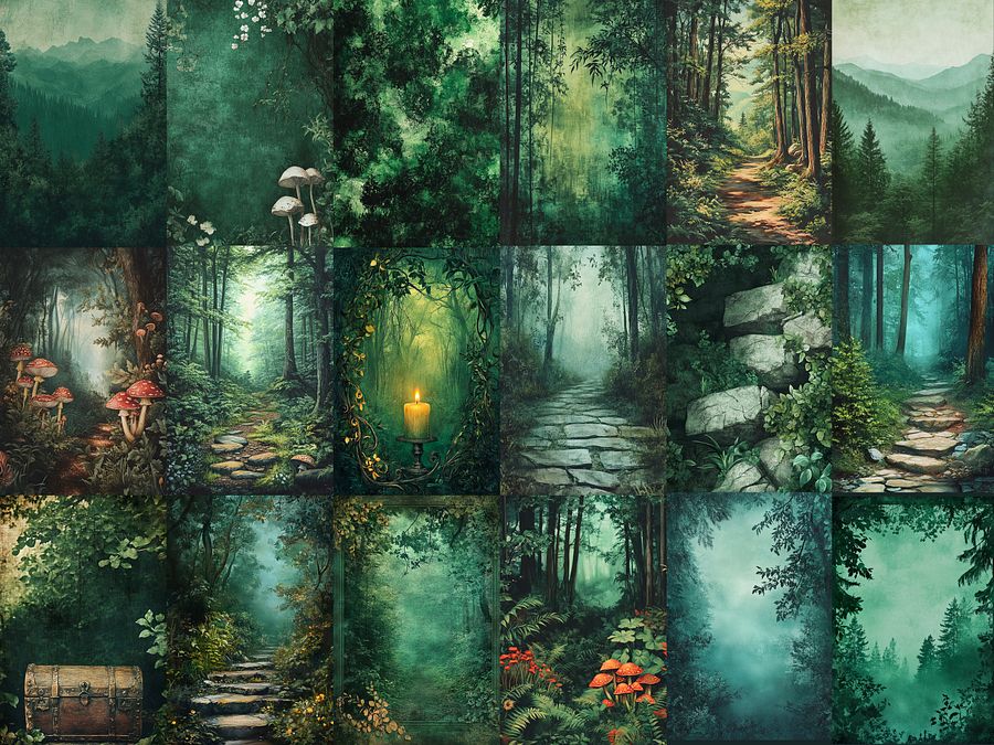 Deep in the Forest Digital Paper Pages for Scrapbook, Junk Journal and more product image (3)