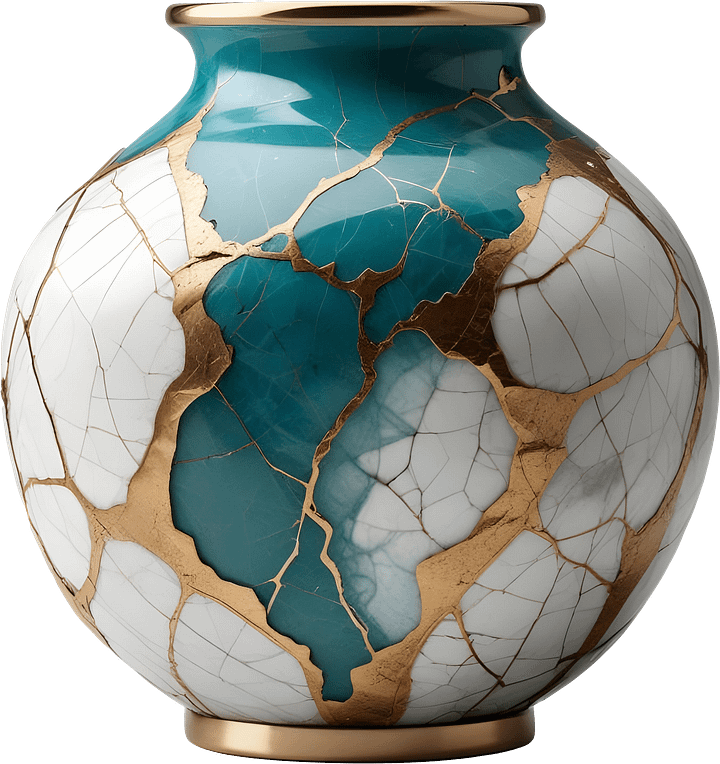 Kintsugi Serenity – Teal Harmony Vase PNG product image (1)
