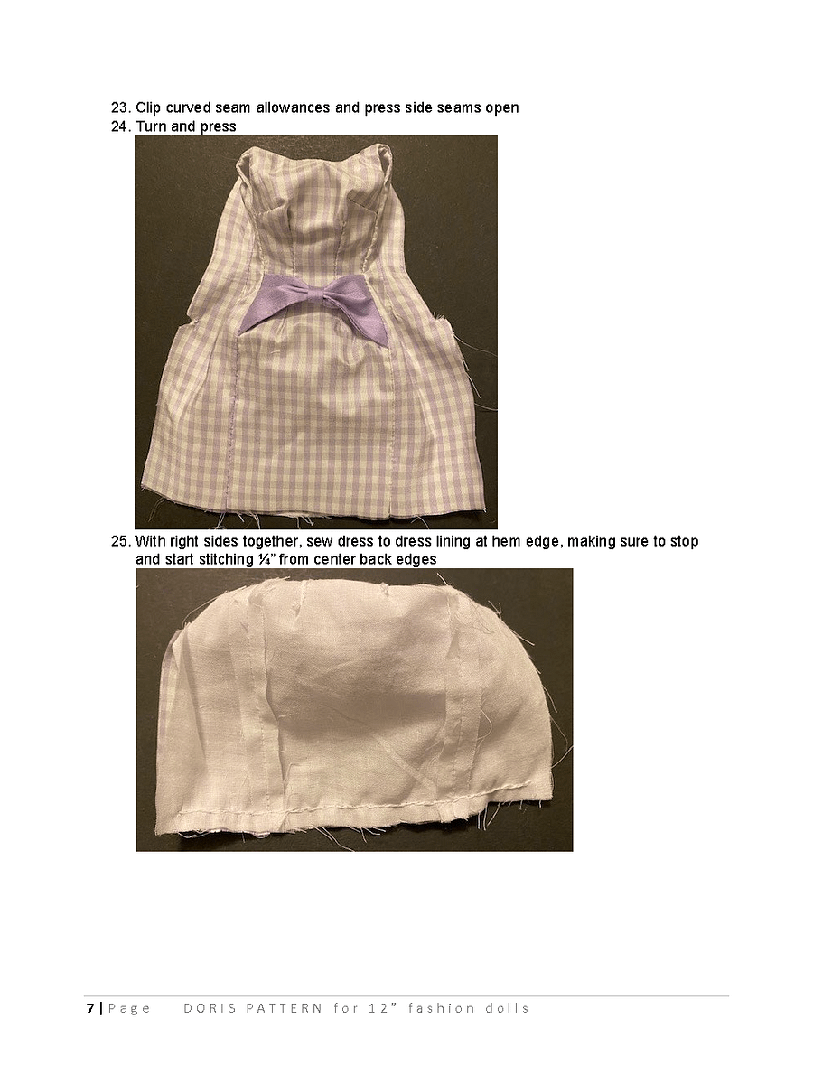 Doris sewing pattern for 12" fashion dolls product image (3)