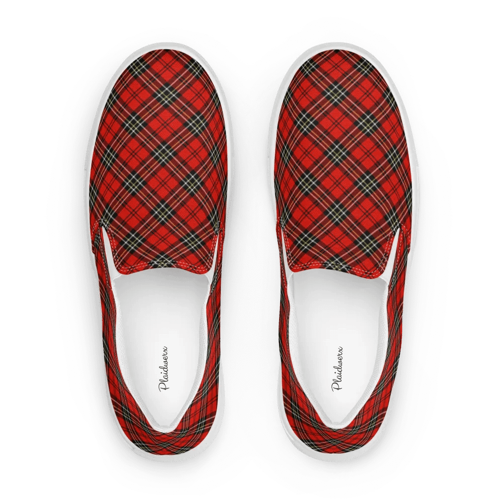 Red Vintage Plaid Men's Slip On Shoes product image (1)