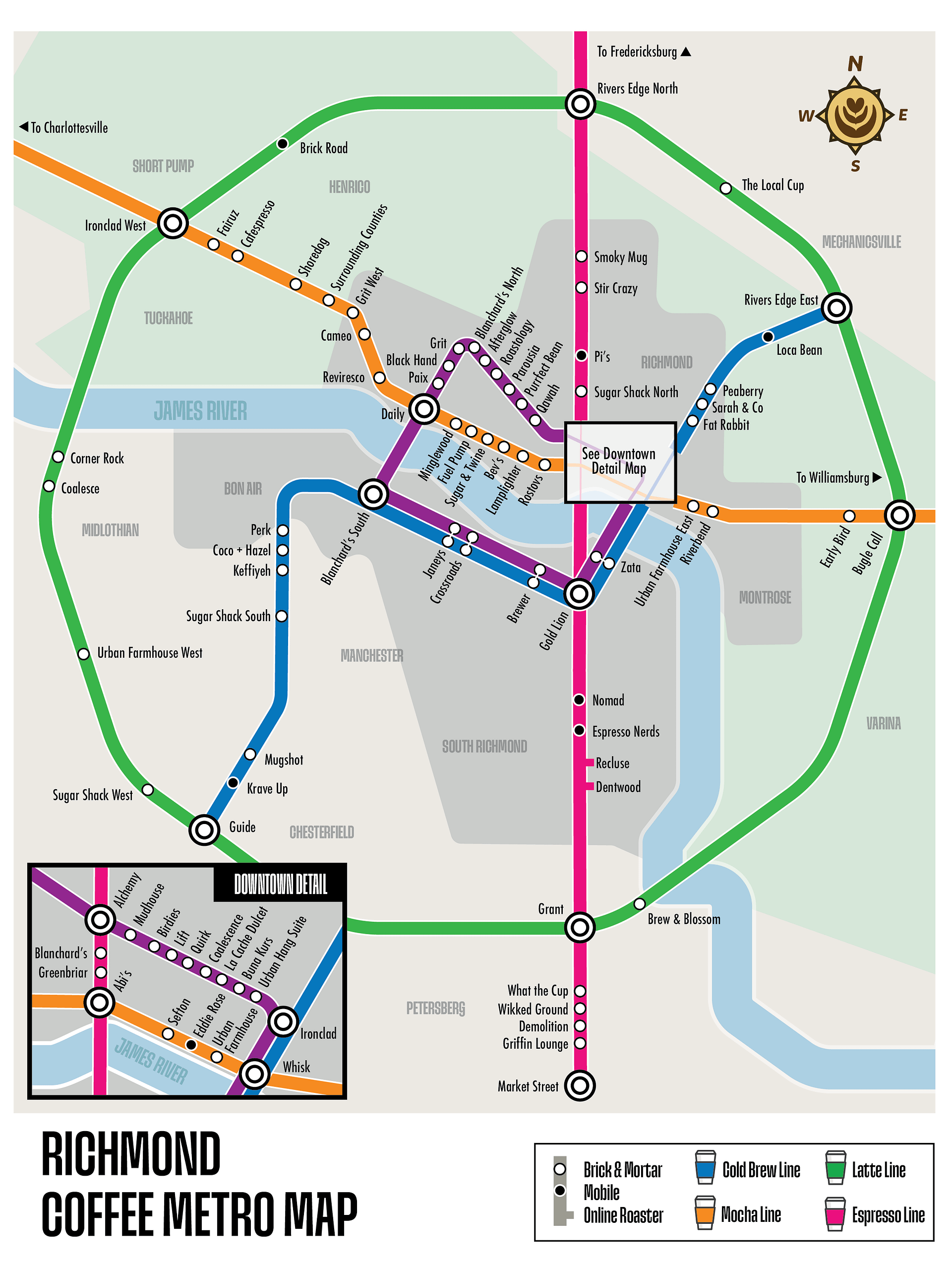 RVA Coffee Metro Map - Instant Digital Download product image (1)