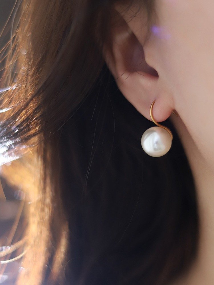 Classic Pearl Drop Hook Earrings | 18K Gold Plated product image (9)
