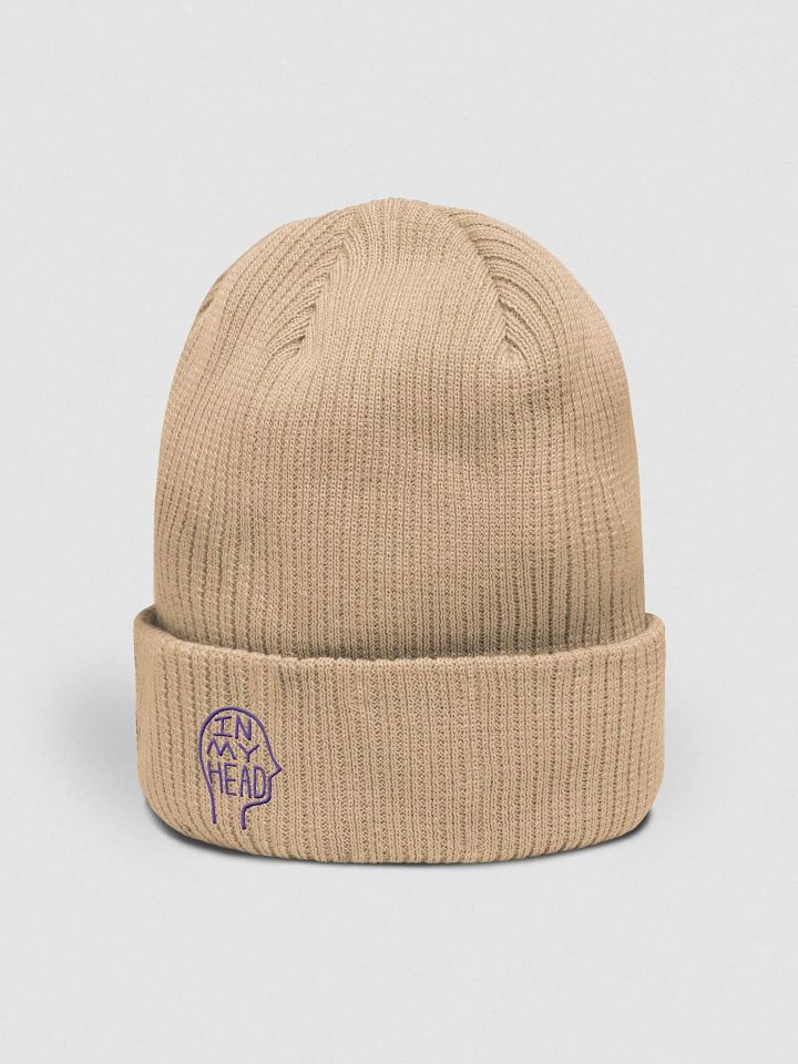 In My Head (purple) embroidered organic beanie product image (17)