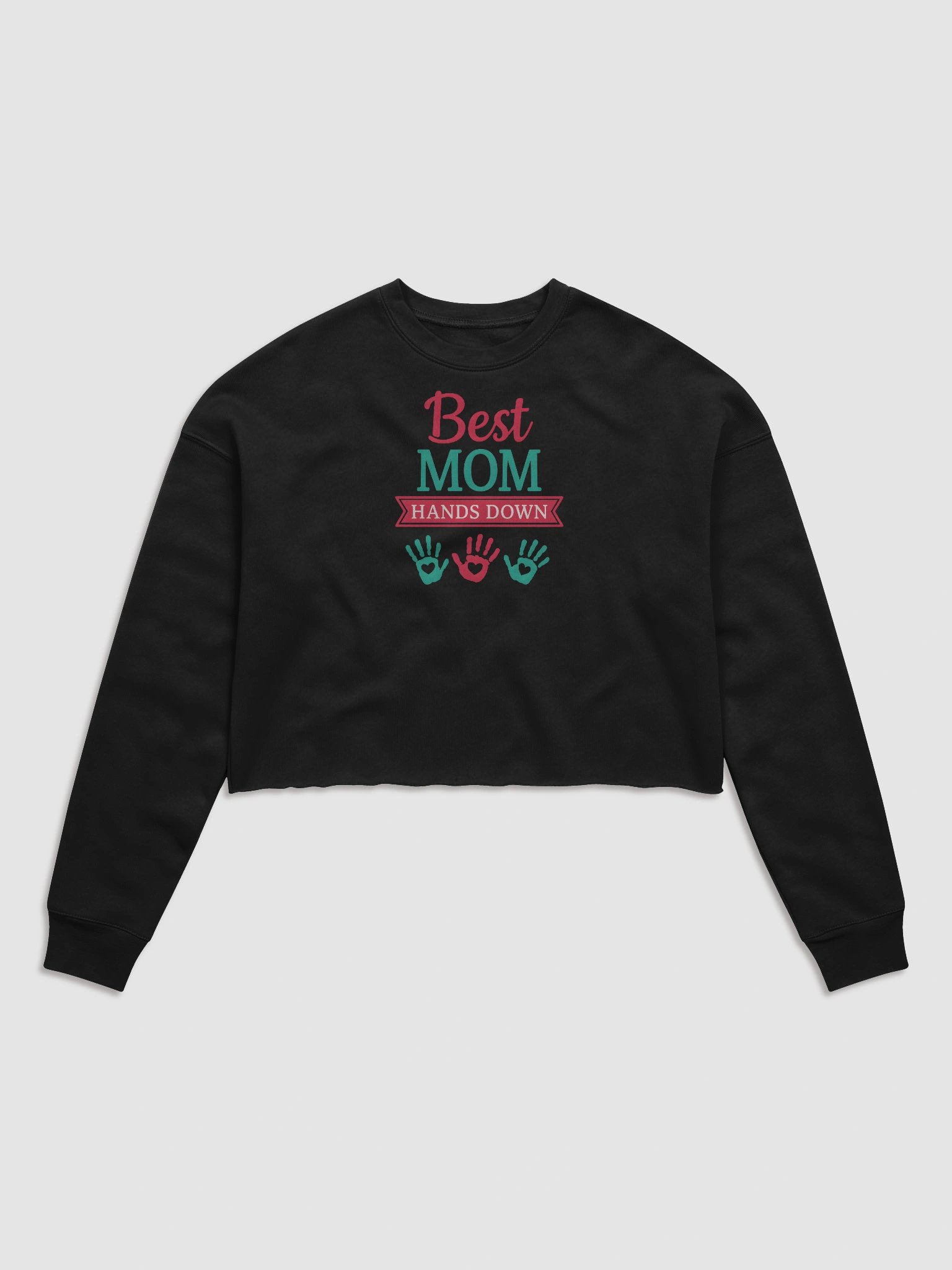 Best Mom Hands Down Crop Top – Cute & Colorful Handprint Mother’s Day Gift product image (1)